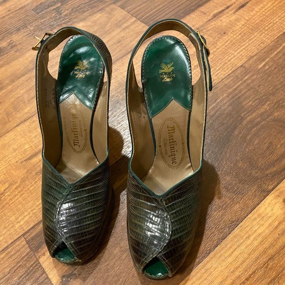 Vintage 1940s Peep-toe Slingback Platform Heels - Picture 2 of 3